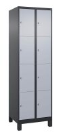 CP Schließfachschrank Classic Plus schwarzgrau, weißaluminium 080010-204 S10046, 8 Schließfächer 60,0 x 50,0 x 195,0 cm
