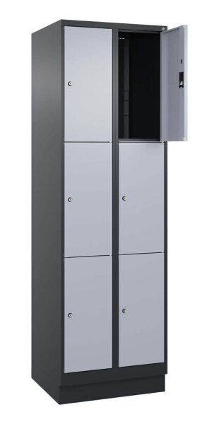 CP Schließfachschrank Classic PLUS schwarzgrau, weißaluminium 080020-203 S10013, 6 Schließfächer 60,0 x 50,0 x 195,0 cm