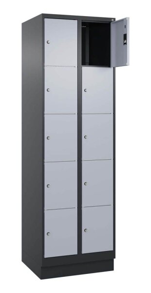 CP Schließfachschrank Classic PLUS schwarzgrau, weißaluminium 080020-205 S10013, 10 Schließfächer 60,0 x 50,0 x 195,0 cm