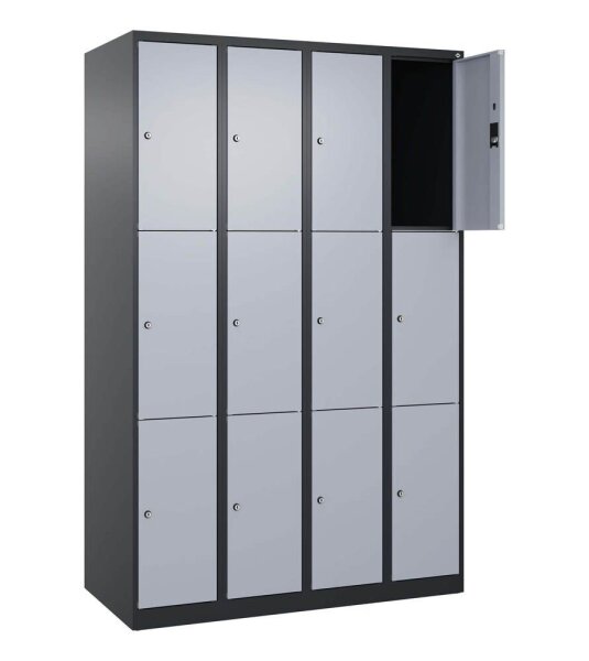 CP Schließfachschrank Classic Plus schwarzgrau, weißaluminium 080000-403 S10037, 12 Schließfächer 120,0 x 50,0 x 185,0 cm
