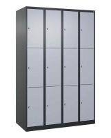 CP Schließfachschrank Classic Plus schwarzgrau, weißaluminium 080000-403 S10037, 12 Schließfächer 120,0 x 50,0 x 185,0 cm
