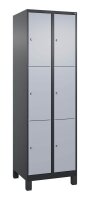 CP Schließfachschrank Classic Plus schwarzgrau, weißaluminium 080010-203 S10038, 6 Schließfächer 60,0 x 50,0 x 195,0 cm