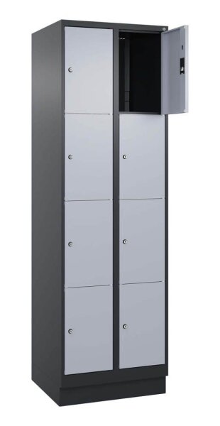 CP Schließfachschrank Classic PLUS schwarzgrau, weißaluminium 080020-204 S10040, 8 Schließfächer 60,0 x 50,0 x 185,0 cm