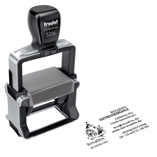 trodat Textstempel, individualisierbar 5204 selbstfärbend schwarz mit Logo, 1 St. -  Nachträglich per Gutschein personalisieren