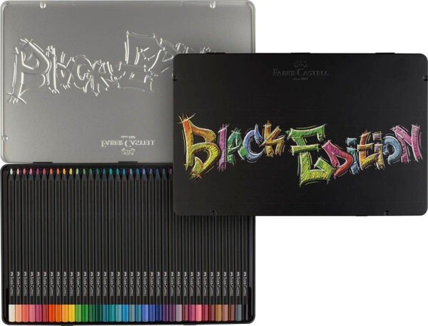 FABER-CASTELL Black Edition Buntstifte farbsortiert, 36 St.