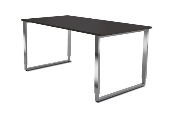 Kerkmann Yukon höhenverstellbarer Schreibtisch anthrazit rechteckig, Kufen-Gestell silber 160,0 x 80,0 cm