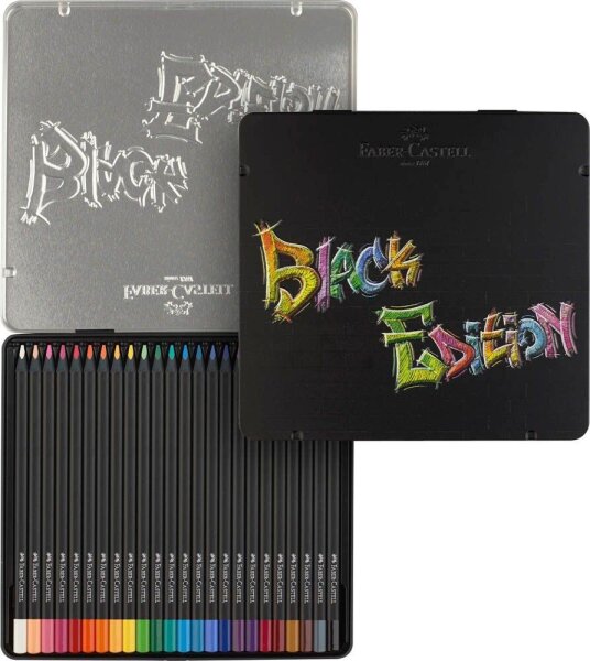 FABER-CASTELL Black Edition Buntstifte farbsortiert, 24 St.