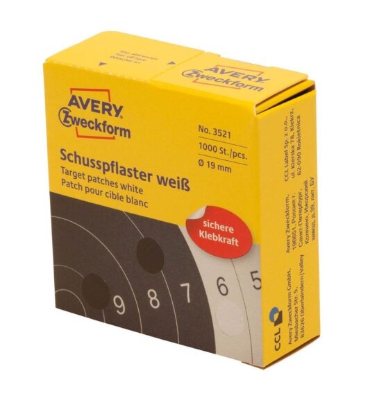 AVERY Zweckform Klebepunkte Schusspflaster weiß Ø 19,0 mm, 1.000 St.