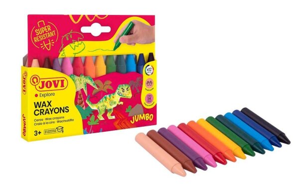 JOVI Wax Crayons Jumbo Wachsmalstifte farbsortiert, 12 St.