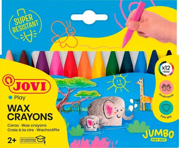 JOVI Jumbo Easy Grip Wachsmalstifte farbsortiert, 12 St.