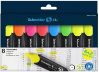 6 + 2 GRATIS: Schneider Job Textmarker farbsortiert, 6 St. + GRATIS 2 St.