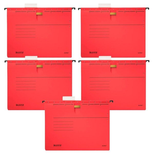 LEITZ Hängehefter ALPHA® 1984 Karton rot DIN A4 1x kaufmännische Heftung, 5 St.