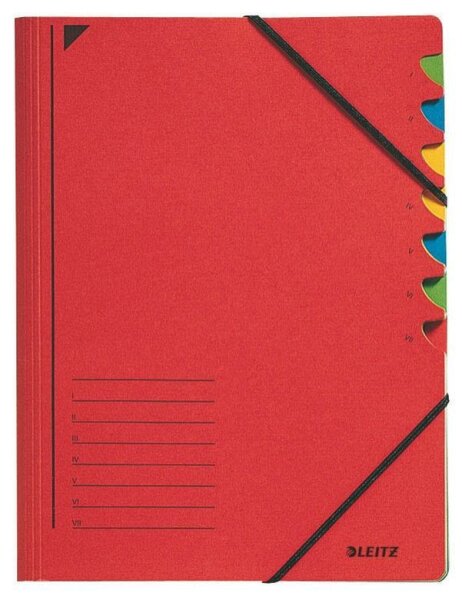 LEITZ Ordnungsmappe 3907 7 Fächer rot, 1 St.