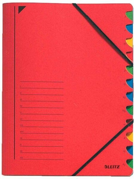 LEITZ Ordnungsmappe 3912 12 Fächer rot, 1 St.