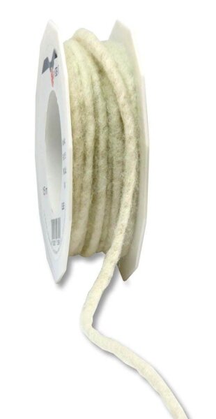 PRÄSENT Kordel aus Wolle Elbe matt creme 5,0 mm x 15,0 m