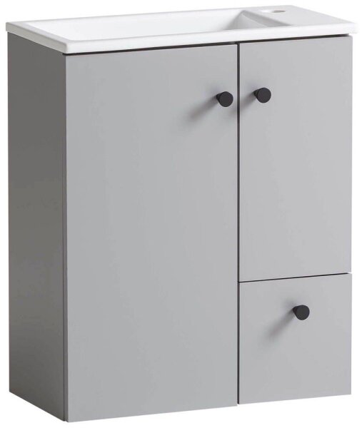 MÖBELPARTNER Waschbecken mit Unterschrank Lugo 157397 platingrau 70,7 x 17,0 x 76,8 cm