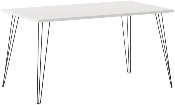 MÖBELPARTNER Fynn Schreibtisch weiß rechteckig, 4-Fuß-Gestell schwarz 120,0 x 80,0 cm
