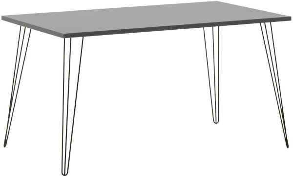 MÖBELPARTNER Fynn Schreibtisch platingrau rechteckig, 4-Fuß-Gestell schwarz 120,0 x 80,0 cm