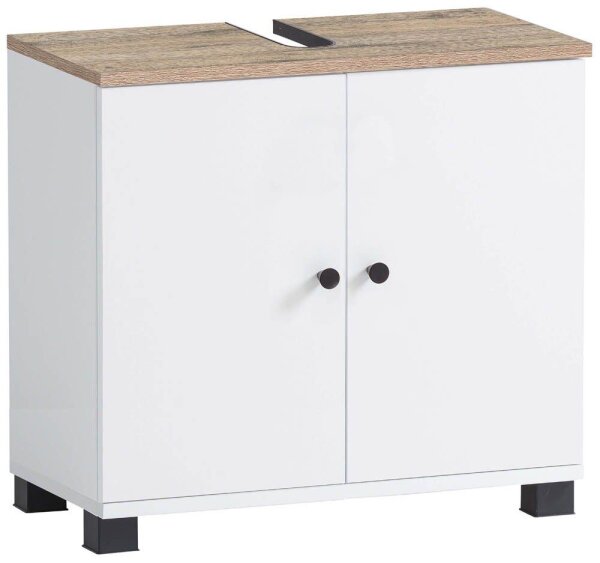 MÖBELPARTNER Waschbeckenunterschrank Lugo 157427 weiß, wildeiche 59,8 x 32,6 x 62,4 cm