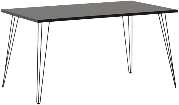 MÖBELPARTNER Fynn Schreibtisch basaltgrau rechteckig, 4-Fuß-Gestell schwarz 140,0 x 80,0 cm