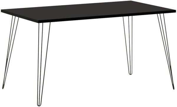 MÖBELPARTNER Fynn Schreibtisch schwarz rechteckig, 4-Fuß-Gestell schwarz 120,0 x 80,0 cm