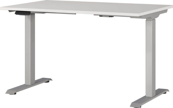 GERMANIA JET höhenverstellbarer Schreibtisch lichtgrau rechteckig, T-Fuß-Gestell silber 120,0 x 80,0 cm