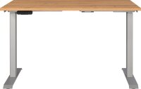 GERMANIA JET höhenverstellbarer Schreibtisch grandson-eiche rechteckig, T-Fuß-Gestell silber 120,0 x 80,0 cm