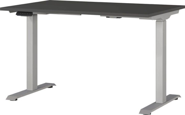 GERMANIA JET höhenverstellbarer Schreibtisch grafit rechteckig, T-Fuß-Gestell silber 120,0 x 80,0 cm
