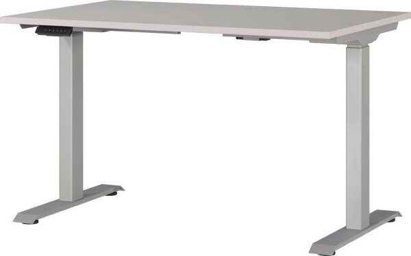 GERMANIA JET höhenverstellbarer Schreibtisch kaschmir rechteckig, T-Fuß-Gestell silber 120,0 x 80,0 cm