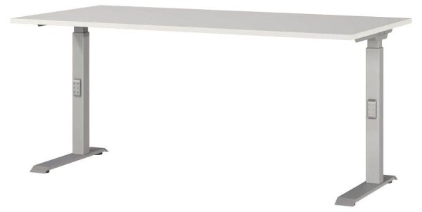 GERMANIA DOWNEY höhenverstellbarer Schreibtisch lichtgrau rechteckig, C-Fuß-Gestell silber 160,0 x 80,0 cm