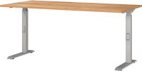 GERMANIA DOWNEY höhenverstellbarer Schreibtisch navarra-eiche rechteckig, C-Fuß-Gestell silber 160,0 x 80,0 cm