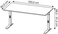 GERMANIA DOWNEY höhenverstellbarer Schreibtisch navarra-eiche rechteckig, C-Fuß-Gestell silber 160,0 x 80,0 cm