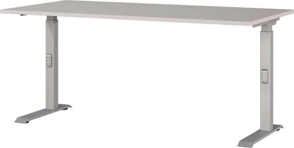 GERMANIA DOWNEY höhenverstellbarer Schreibtisch kaschmir rechteckig, C-Fuß-Gestell silber 160,0 x 80,0 cm