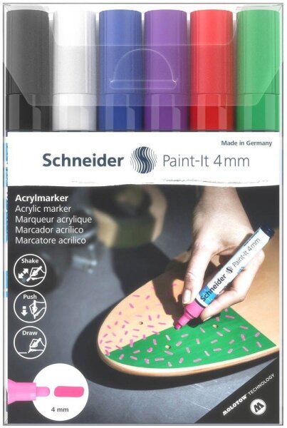 Schneider Paint-It 320 V1 Acrylstifte farbsortiert 4,0 mm, 6 St.