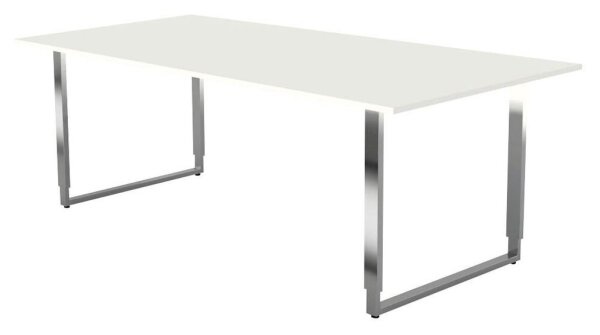 Kerkmann Konferenztisch Yukon weiß rechteckig, Kufen-Gestell silber, 200,0 x 100,0 x 68,0 - 82,0 cm
