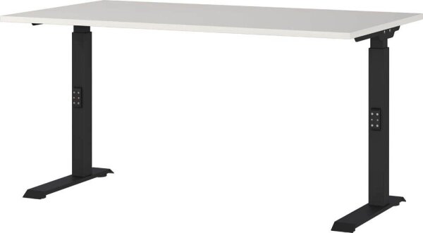 GERMANIA DOWNEY höhenverstellbarer Schreibtisch lichtgrau rechteckig, C-Fuß-Gestell schwarz 140,0 x 80,0 cm