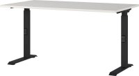 GERMANIA DOWNEY höhenverstellbarer Schreibtisch lichtgrau rechteckig, C-Fuß-Gestell schwarz 140,0 x 80,0 cm