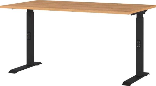 GERMANIA DOWNEY höhenverstellbarer Schreibtisch grandson-eiche rechteckig, C-Fuß-Gestell schwarz 140,0 x 80,0 cm