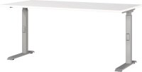 GERMANIA DOWNEY höhenverstellbarer Schreibtisch weiß rechteckig, C-Fuß-Gestell silber 160,0 x 80,0 cm