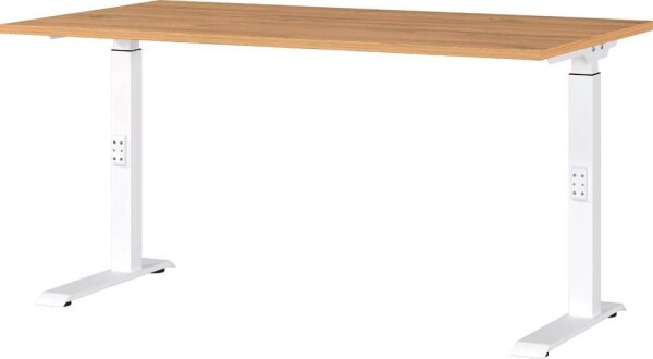 GERMANIA DOWNEY höhenverstellbarer Schreibtisch grandson-eiche rechteckig, C-Fuß-Gestell weiß 140,0 x 80,0 cm