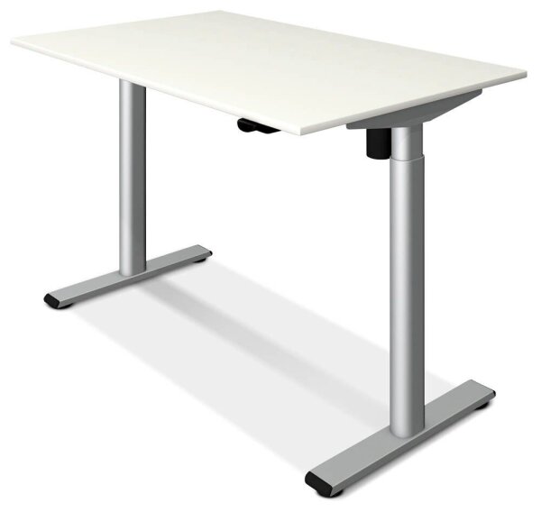 Kerkmann Move 1 base elektrisch höhenverstellbarer Schreibtisch weiß rechteckig, T-Fuß-Gestell silber 120,0 x 80,0 cm