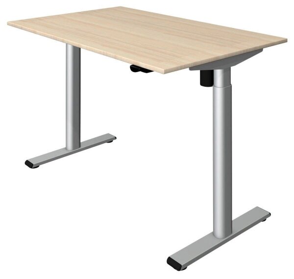 Kerkmann Move 1 base elektrisch höhenverstellbarer Schreibtisch ahorn rechteckig, T-Fuß-Gestell silber 120,0 x 80,0 cm