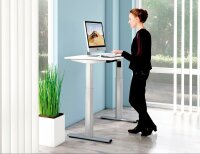 Kerkmann Move 1 base elektrisch höhenverstellbarer Schreibtisch ahorn rechteckig, T-Fuß-Gestell silber 120,0 x 80,0 cm