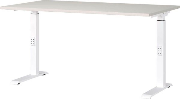 GERMANIA DOWNEY höhenverstellbarer Schreibtisch lichtgrau rechteckig, C-Fuß-Gestell weiß 140,0 x 80,0 cm
