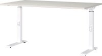 GERMANIA DOWNEY höhenverstellbarer Schreibtisch lichtgrau rechteckig, C-Fuß-Gestell weiß 140,0 x 80,0 cm