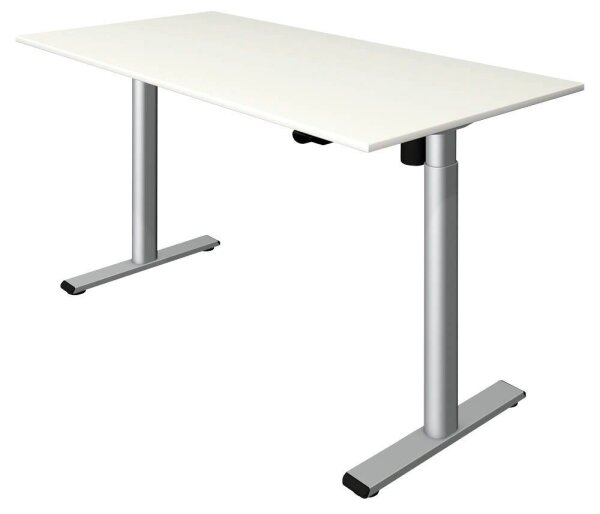 Kerkmann Move 1 base elektrisch höhenverstellbarer Schreibtisch weiß rechteckig, T-Fuß-Gestell silber 180,0 x 80,0 cm