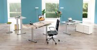 Kerkmann Move 1 base elektrisch höhenverstellbarer Schreibtisch weiß rechteckig, T-Fuß-Gestell silber 180,0 x 80,0 cm