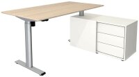 Kerkmann Move 1 base elektrisch höhenverstellbarer Schreibtisch ahorn, weiß rechteckig, T-Fuß-Gestell silber 150,0 x 80,0 cm