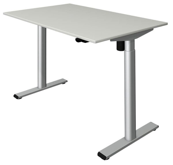 Kerkmann Move 1 base elektrisch höhenverstellbarer Schreibtisch lichtgrau rechteckig, T-Fuß-Gestell silber 120,0 x 80,0 cm