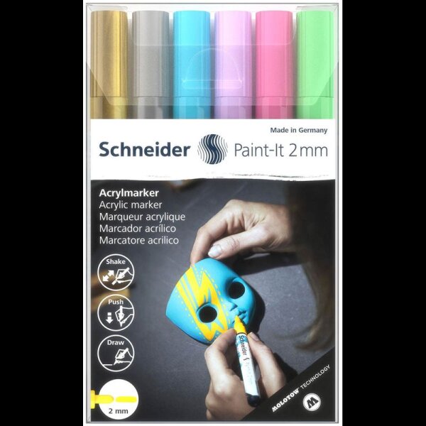 Schneider Paint-It 310 V2 Acrylstifte farbsortiert 2,0 mm, 6 St.